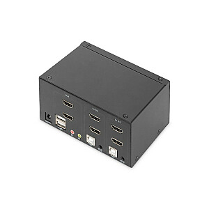 KVM-переключатель, 2 порта HDMI, двойной дисплей, 4K, 30 Гц