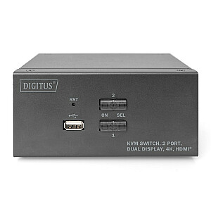KVM-переключатель, 2 порта HDMI, двойной дисплей, 4K, 30 Гц