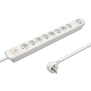 Qoltec полоса защиты от перенапряжения | 8 розеток | 2 х USB | 1,8 м | Белый