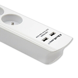 Qoltec полоса защиты от перенапряжения | 8 розеток | 2 х USB | 1,8 м | Белый