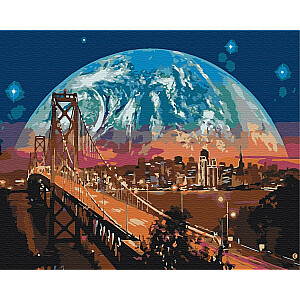 Изображение Раскрась это! Картина по номерам - Луна над Сан-Франциско