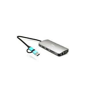 i-tec USB 3.0 / USB-C / Thunderbolt 3x Дисплей Металлическая док-станция Nano 2xHDMI 1x VGA LAN Кардридер 5x USB+ Подача питания 100 Вт - Док-станция