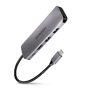 HMC-5 Wieloportowy Hub 2x USB-A, HDMI, SD/microSD, USB 3.2 Gen 1, PD 100 W, USB-C kabelis 20 cm garš