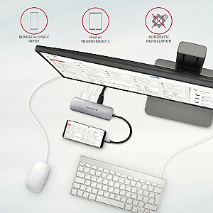 HMC-5 Wieloportowy Hub 2x USB-A, HDMI, SD/microSD, USB 3.2 Gen 1, PD 100 W, USB-C kabelis 20 cm garš