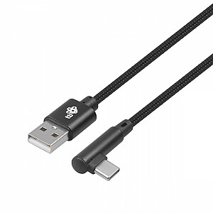 Кабель USB-USB C, 1,5 м, угловой, черная нить