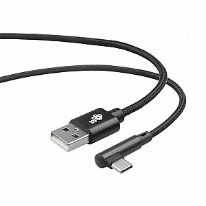 USB-USB C kabelis, 1,5 m, leņķveida, melna vītne