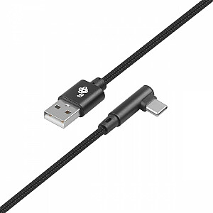 Кабель USB-USB C, 1,5 м, угловой, черная нить