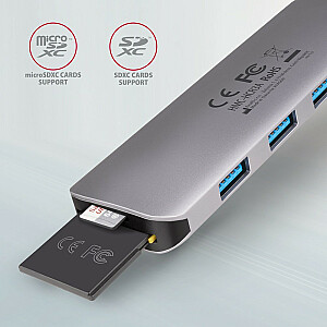 HMC-HCR3A Wieloportowy centrmezgls: 3 porti USB-A + HDMI + SD/microSD, USB-C 3.2 Gen 1, USB-C kabelis 20 cm garš