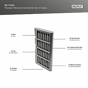 Instrumentu komplekts: Skrūvgriezis/Skrūvgriezis, 57 gab