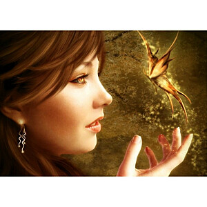 Алмазная мозаика - Девушка с бабочкой