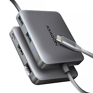 AXAGON HMC-5HL 2x USB-A, HDMI, LAN, концентратор USB 3.2 Gen 1, PD 100 Вт - серый