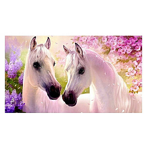 Dimanta mozaīka - Baltie zirgi