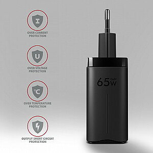 AXAGON ACU-DPQ65 Зарядное устройство, 2x USB-C, 1x USB-A, PD3.0/QC4+/PPS, 65 Вт - черный