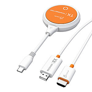 j5izveidojiet ScreenCast USB-C bezvadu displeja HDMI paplašinātāju audio/video raidītāju un uztvērēju; krāsa balta JVAW62-N