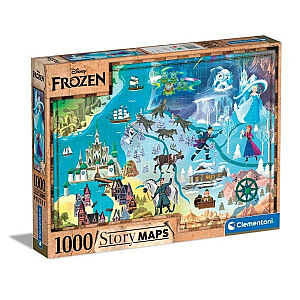 Puzle 1000 gabalu Kompaktās Disneja kartes Frozen