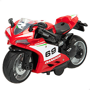 Metāla motocikls Racing ar plastm. elementiem, inercija, skaņa, gaisma  13 cm dažādas CB47494