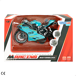 Металлический мотоцикл Racing  с пластм. элементами, инерция, звук, свет разные 13 см CB47494