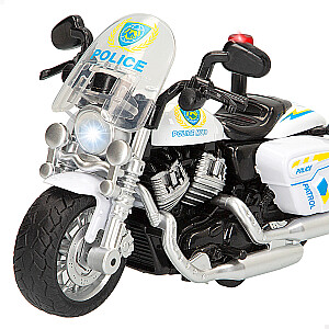 Металлический мотоцикл Полиция с пластм. элементами, инерция, звук, свет разные 13 см CB47495