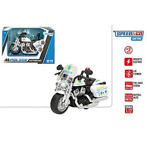 Metāla motocikls Police ar plastm. elementiem, inercija, skaņa, gaisma 13 cm dažādas CB47495