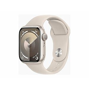 Apple Watch Series 9 GPS, алюминиевый корпус Starlight, 41 мм, спортивный ремешок Starlight, размер S/M