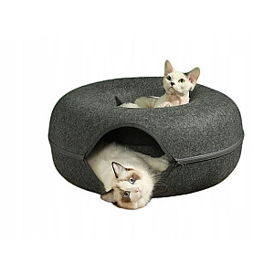 Лежак для кошек-пончик-туннель 50см - графит