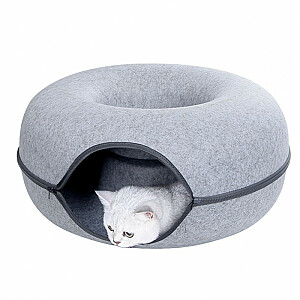 Лежак для кошек-пончик-туннель 50см - серый