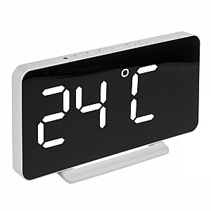 Pulkstenis ar modinātāja un termometra funkciju GB383 Balts