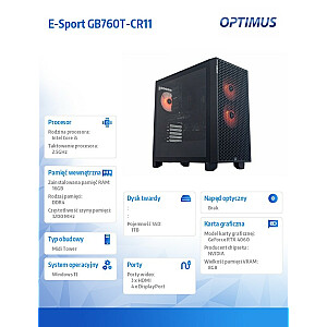 Dators E-Sport GB760T-CR11 i5-12400F/16GB/1TB/RTX 4060 OC 8GB/W11