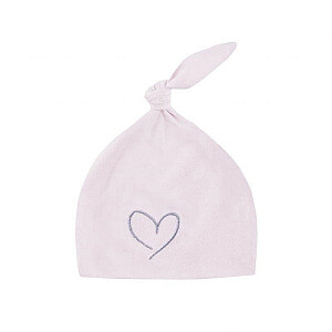 Хлопковая шапочка пудрово-розового цвета с сердечком, 0-1 мес.