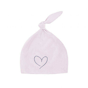 Хлопковая шапочка пудрово-розового цвета с сердечком, 1-3 месяца.