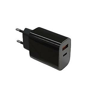 2x3A USB C + USB A зарядное устройство Power Delivery, черное