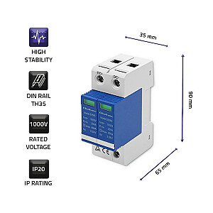 Līdzstrāvas pārsprieguma ierobežotājs | 2P | 1000V | T2 | AR