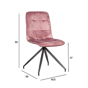 Стул RIMINI 48,5x59xH49,5/88см, материал: розовый бархат, металлические ножки