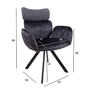 ЭДДИ стул с подлокотниками, темно-серый бархат