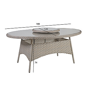 Садовый стол PACIFIC овальный 180x120xH74см, серый