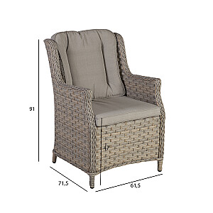 Садовый стул PACIFIC с подушкой 61,5x71,5xH91см, рама: алюминий с пластиковым переплетением, цвет: серо-бежевый