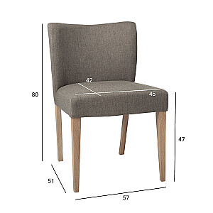 Стул для столовой TURIN 57x51xH80см, мягкое сиденье и спинка, обтянутая коричневой бархатной тканью