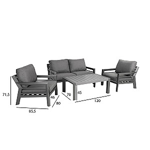 Комплект садовой мебели TOMSON стол, напольный и 2 стула, серый
