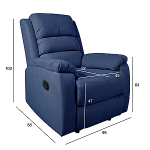 Кресло для отдыха - реклайнер MANUEL, с ручным механизмом, темно-синий