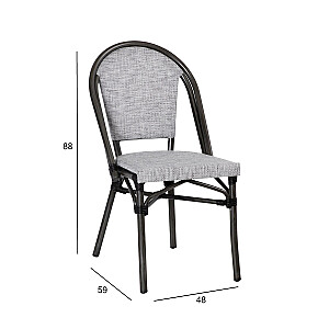 Садовый стул LATTE 48x59xH88см, бело-серая ткань, алюминиевый каркас: имитация бамбукового дерева