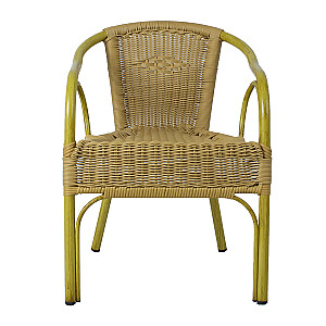 Стул BAMBOO 56x63xH76см, сиденье и спинка: пластиковая ткань, цвет: бежевый, рама: бамбук, имитация алюминия