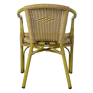 Стул BAMBOO 56x63xH76см, сиденье и спинка: пластиковая ткань, цвет: бежевый, рама: бамбук, имитация алюминия