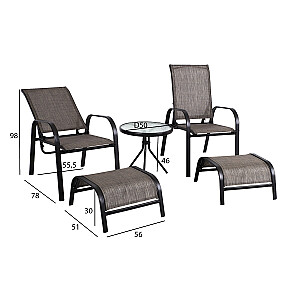 Комплект садовой мебели DAKOTA стол, 2 стула, 2 подставки для ног