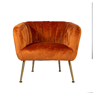 Кресло TUCKER 78x71x69см, материал: бархат, цвет: охра, ножки: нержавеющая сталь золотого цвета