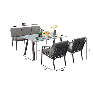 Комплект садовой мебели КАХЛА стол, напольный и 2 стула, серый
