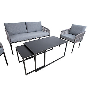 Комплект садовой мебели LEVINE 2 стола, напольный и 2 кресла, черный