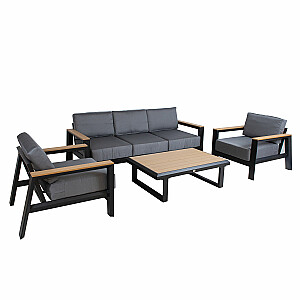 Комплект садовой мебели FELINO стол, напольный и 2 кресла, черный