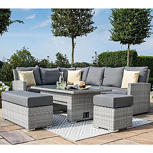 Комплект садовой мебели ASCOT угловой диван, стол и 2 пуфа, серый