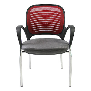 Стул для клиентов TORINO 59x59xH84см, сиденье: ткань, цвет: серый, спинка: сетка, цвет: бордовый, каркас:
