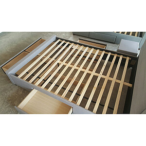Кровать CAREN 160x200см, с ящиком, серый